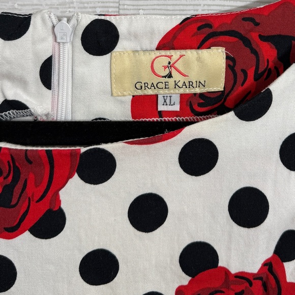 Grace Karin Women’s Vintage Red Rose Polka Dot Sleeveless Dress. Size Xl - Picture 8 of 8
